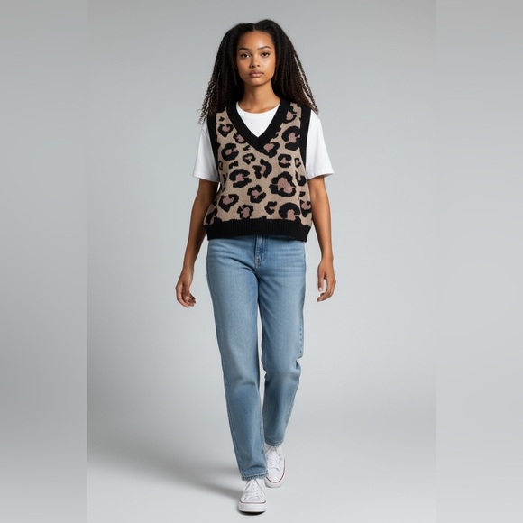 Say What? Women’s Leopard Print V-Neck Sweater Vest – Size XL - Picture 1 of 6